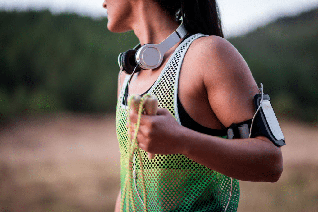 Woman exercising, running/jogging, skipping. 